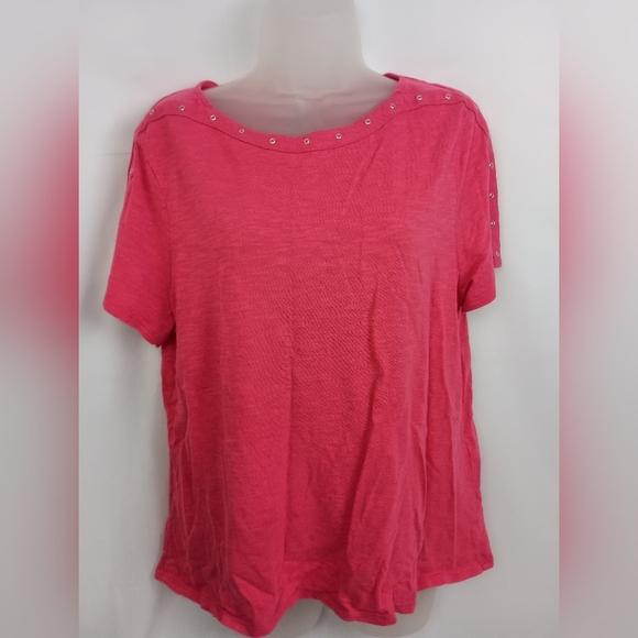 2/$30 CHICOS Barbiecore Mean Girls Pink Women's Casual Top (#1,214) - Picture 1 of 9
